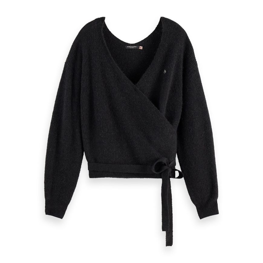 Picture of SCOTCH&SODA WOMEN'S FUZZY WRAP CARDIGAN IN METEORITE