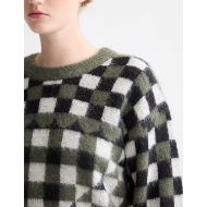 Picture of SCOTCH&SODA WOMEN'S FUZZY JACQUARD PULLOVER IN THYME 6