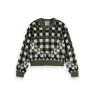 Picture of SCOTCH&SODA WOMEN'S FUZZY JACQUARD PULLOVER IN THYME 1