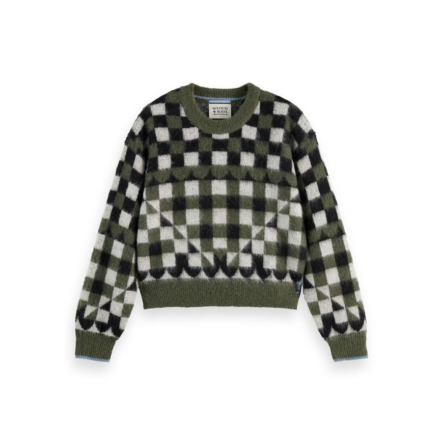 Picture of SCOTCH&SODA WOMEN'S FUZZY JACQUARD PULLOVER IN THYME