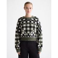 Picture of SCOTCH&SODA WOMEN'S FUZZY JACQUARD PULLOVER IN THYME 4