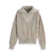 Picture of SCOTCH&SODA WOMEN'S HALF ZIP PULLOVER IN TANNIN MELANGE 1