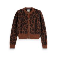 Picture of SCOTCH&SODA WOMEN'S FUZZY JACQUARD CARDIGAN IN PEACE LEOPARD 1