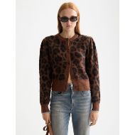 Picture of SCOTCH&SODA WOMEN'S FUZZY JACQUARD CARDIGAN IN PEACE LEOPARD 4