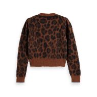 Picture of SCOTCH&SODA WOMEN'S FUZZY JACQUARD CARDIGAN IN PEACE LEOPARD 2