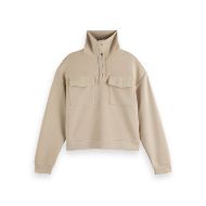 Picture of SCOTCH&SODA WOMEN'S TENCEL UTILITY SWEATSHIRT IN BEIGE 1