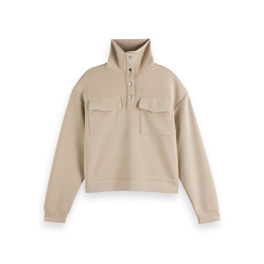 Показвай детайлите за SCOTCH&SODA WOMEN'S TENCEL UTILITY SWEATSHIRT IN BEIGE 1 - FanPoint Снимка на SCOTCH&SODA WOMEN'S TENCEL UTILITY SWEATSHIRT IN BEIGE 1
