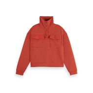 Picture of SCOTCH&SODA WOMEN'S TENCEL UTILITY SWEATSHIRT IN RED 1