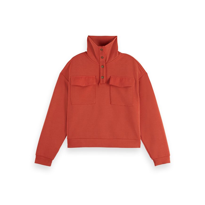 Picture of SCOTCH&SODA WOMEN'S TENCEL UTILITY SWEATSHIRT IN RED