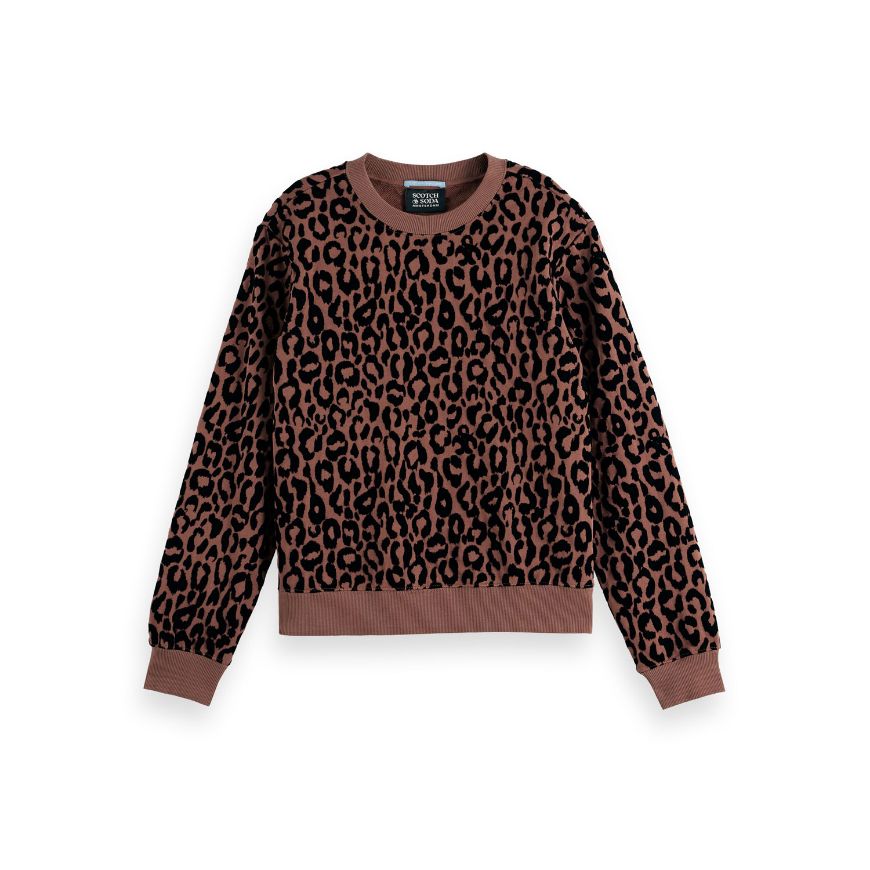 Picture of SCOTCH&SODA WOMEN'S FLOCK ARTWORK REGULAR SWEATSHIRT IN PEACE LEOPARD