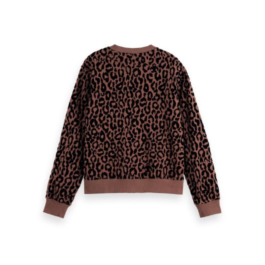 Показвай детайлите за SCOTCH&SODA WOMEN'S FLOCK ARTWORK REGULAR SWEATSHIRT IN PEACE LEOPARD 2 - FanPoint Снимка на SCOTCH&SODA WOMEN'S FLOCK ARTWORK REGULAR SWEATSHIRT IN PEACE LEOPARD 2