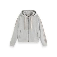 Picture of SCOTCH&SODA WOMEN'S ZIP THROUGH INTERLOCK HOODIE IN LIGHT GREY MELANGE 1