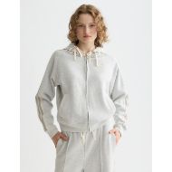 Picture of SCOTCH&SODA WOMEN'S ZIP THROUGH INTERLOCK HOODIE IN LIGHT GREY MELANGE 4