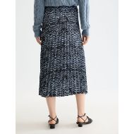 Picture of SCOTCH&SODA WOMEN'S ASYMMETRICAL PLEATED WRAP MIDI SKIRT IN IKAT FEATHER BLUE 5