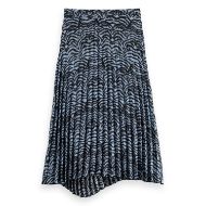 Picture of SCOTCH&SODA WOMEN'S ASYMMETRICAL PLEATED WRAP MIDI SKIRT IN IKAT FEATHER BLUE 2