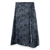 Picture of SCOTCH&SODA WOMEN'S ASYMMETRICAL PLEATED WRAP MIDI SKIRT IN IKAT FEATHER BLUE 1