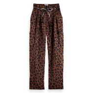 Picture of SCOTCH&SODA WOMEN'S FAYE HIGH-RISE TAPERED LEG SATIN CARGO PANT IN PEACE LEOPARD 1