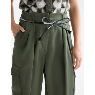 Picture of SCOTCH&SODA WOMEN'S FAYE HIGH-RISE TAPERED LEG SATIN CARGO PANT IN GREEN 6