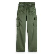 Picture of SCOTCH&SODA WOMEN'S FAYE HIGH-RISE TAPERED LEG SATIN CARGO PANT IN GREEN 2