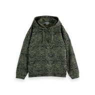 Picture of SCOTCH&SODA WOMEN'S ALL OVER PRINTED HOODIE IN IKAT FEATHER THYME 1