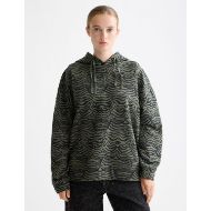 Picture of SCOTCH&SODA WOMEN'S ALL OVER PRINTED HOODIE IN IKAT FEATHER THYME 4