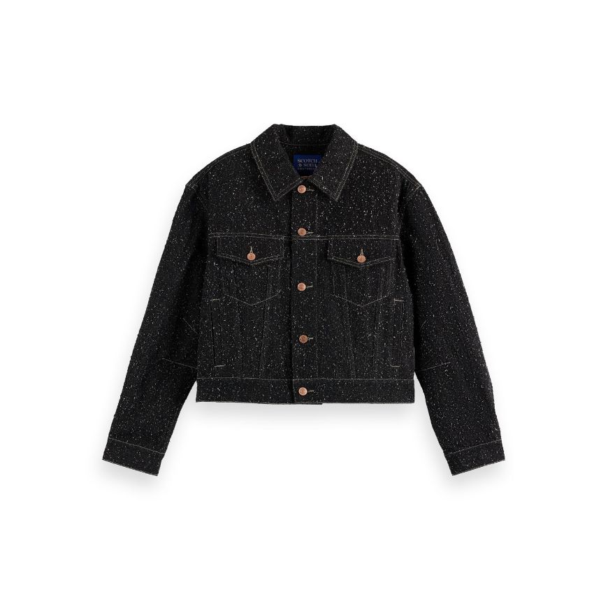 Снимка на SCOTCH&SODA WOMEN'S BLACK DENIM TEXTURED OVERSIZED JACKET - BLACK SNOW