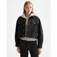 Снимка на SCOTCH&SODA WOMEN'S BLACK DENIM TEXTURED OVERSIZED JACKET - BLACK SNOW 4