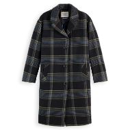Picture of SCOTCH&SODA WOMEN'S RELAXED SINGLE BREASTED WOOL COAT IN METEORITE CHECK 1