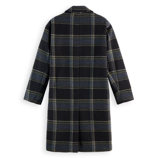 Показвай детайлите за SCOTCH&SODA WOMEN'S RELAXED SINGLE BREASTED WOOL COAT IN METEORITE CHECK 2 - FanPoint Снимка на SCOTCH&SODA WOMEN'S RELAXED SINGLE BREASTED WOOL COAT IN METEORITE CHECK 2