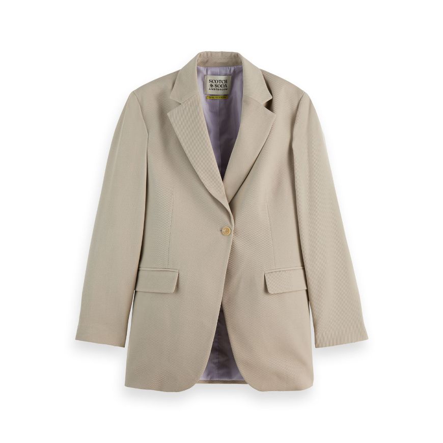 Picture of SCOTCH&SODA WOMEN'S GABARDINE SINGLE BREASTED BLAZER IN PLAZA TAUPE
