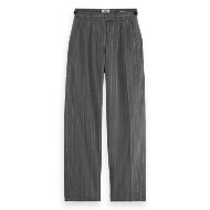 Picture of SCOTCH&SODA WOMEN'S QUINN PINSTRIPE MID-RISE PLEAT FRONT WIDE LEG PANT IN GREY 1