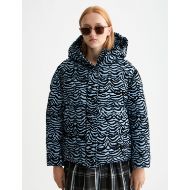 Picture of SCOTCH&SODA WOMEN'S HOODED PUFFER IN IKAT FEATHER BLUE 4