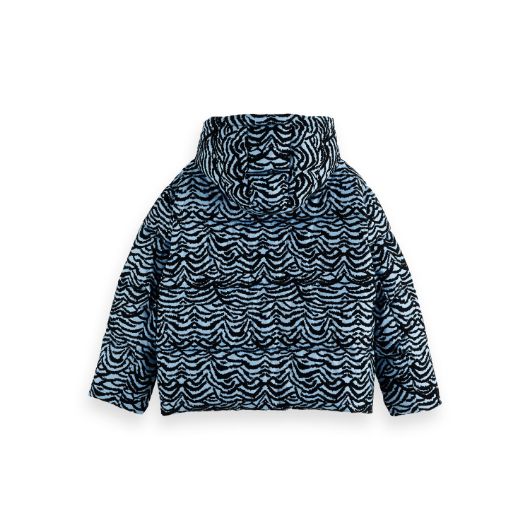 Показвай детайлите за SCOTCH&SODA WOMEN'S HOODED PUFFER IN IKAT FEATHER BLUE 2 - FanPoint Снимка на SCOTCH&SODA WOMEN'S HOODED PUFFER IN IKAT FEATHER BLUE 2
