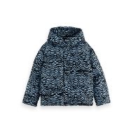 Picture of SCOTCH&SODA WOMEN'S HOODED PUFFER IN IKAT FEATHER BLUE 1