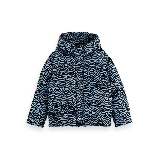 Показвай детайлите за SCOTCH&SODA WOMEN'S HOODED PUFFER IN IKAT FEATHER BLUE 1 - FanPoint Снимка на SCOTCH&SODA WOMEN'S HOODED PUFFER IN IKAT FEATHER BLUE 1
