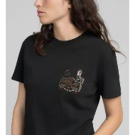 Picture of REPLAY WOMEN'S REGULAR-FIT COTTON T-SHIRT WITH SMALL PRINT IN BLACK 4