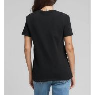 Picture of REPLAY WOMEN'S REGULAR-FIT COTTON T-SHIRT WITH SMALL PRINT IN BLACK 2