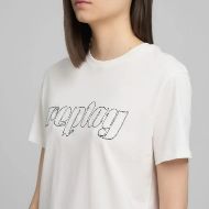 Picture of REPLAY WOMEN'S REGULAR-FIT COTTON T-SHIRT WITH LETTERING IN NATURAL WHITE 2