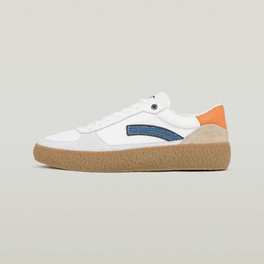Picture of G-STAR MEN'S AUGUR BASIC SNEAKERS IN OFF WHITE/ORANGE