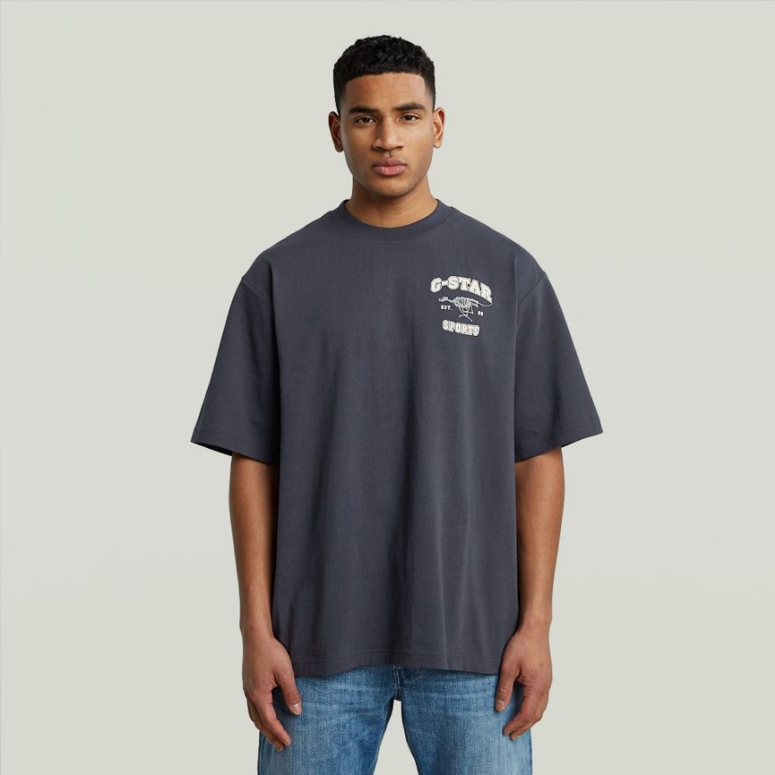 Picture of G-STAR MEN'S RUNNING DOG BACK GR BOXY T-SHIRT IN DARK BLUE