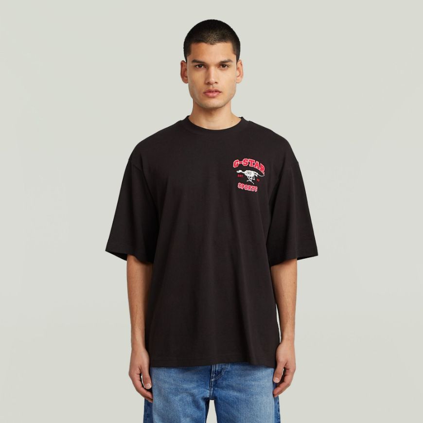 Picture of G-STAR MEN'S RUNNING DOG BACK GR BOXY T-SHIRT IN BLACK
