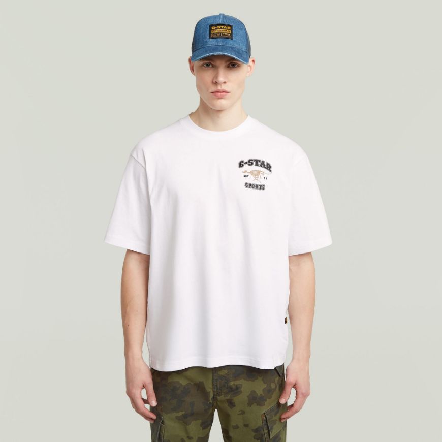 Picture of G-STAR MEN'S RUNNING DOG BACK GR BOXY T-SHIRT IN WHITE