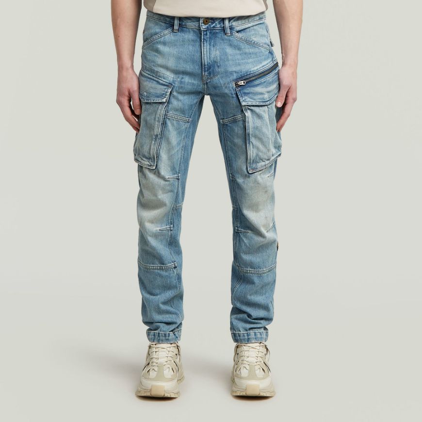 Picture of G-STAR MEN'S ROVIC ZIP 3D REGULAR TAPERED DENIM JEANS IN VINTAGE CUMULUS BLUE