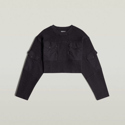 Показвай детайлите за G-STAR ДАМСКИ СУИТШЪРТ MULTI POCKET MIX LOOSE CROPPED В ЧЕРНО 1 - FanPoint Снимка на G-STAR ДАМСКИ СУИТШЪРТ MULTI POCKET MIX LOOSE CROPPED В ЧЕРНО 1
