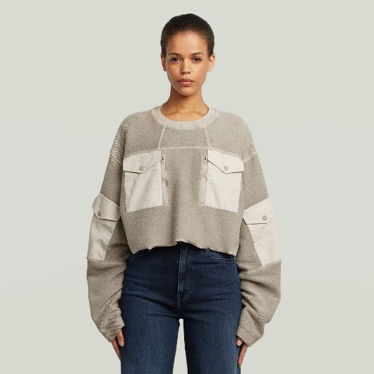 Показвай детайлите за G-STAR ДАМСКИ СУИТШЪРТ MULTI POCKET MIX LOOSE CROPPED В БЕЖОВО 1 - FanPoint Снимка на G-STAR ДАМСКИ СУИТШЪРТ MULTI POCKET MIX LOOSE CROPPED В БЕЖОВО 1