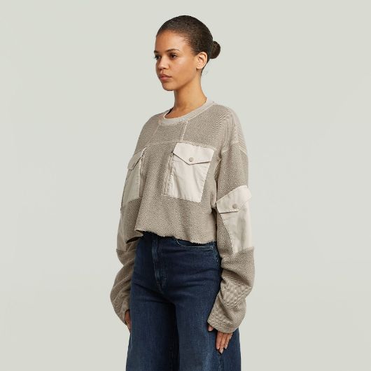 Показвай детайлите за G-STAR ДАМСКИ СУИТШЪРТ MULTI POCKET MIX LOOSE CROPPED В БЕЖОВО 2 - FanPoint Снимка на G-STAR ДАМСКИ СУИТШЪРТ MULTI POCKET MIX LOOSE CROPPED В БЕЖОВО 2