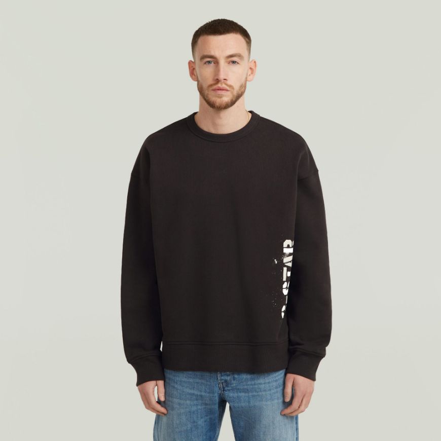Picture of G-STAR MEN'S SPRAYED 89 GR LOOSE SWEATER IN BLACK