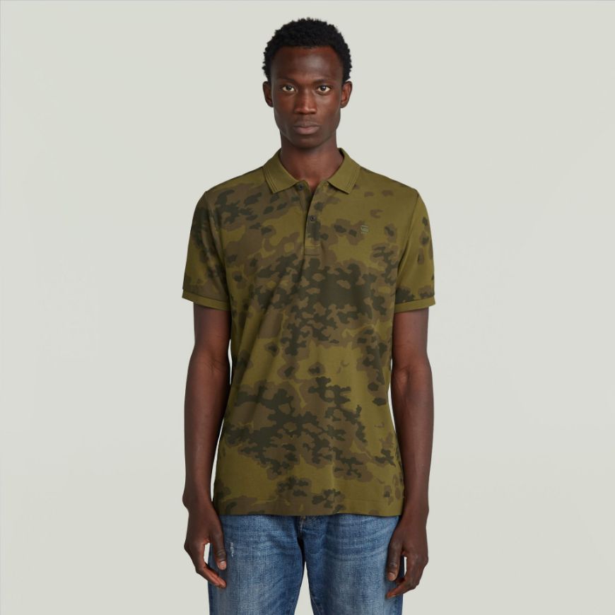 Picture of G-STAR MEN'S DUNDA SLIM AO POLO IN DARK OLIVE FOREST CAMO