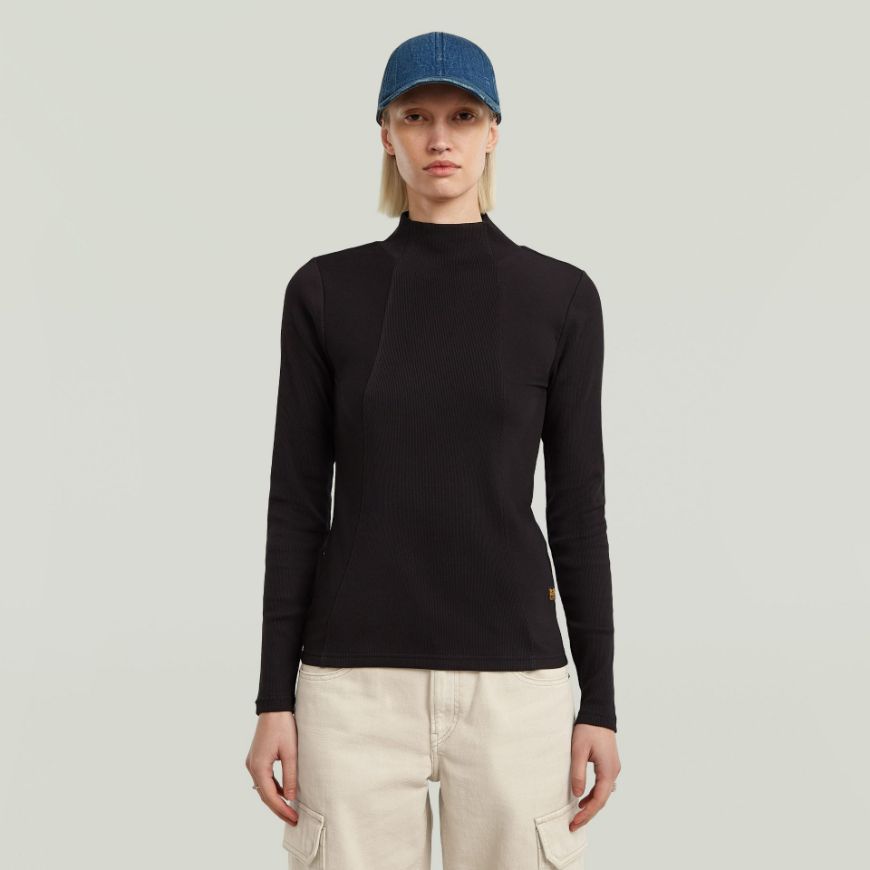Picture of G-STAR WOMEN'S A LINE SLIM RIB MOCK TOP IN BLACK