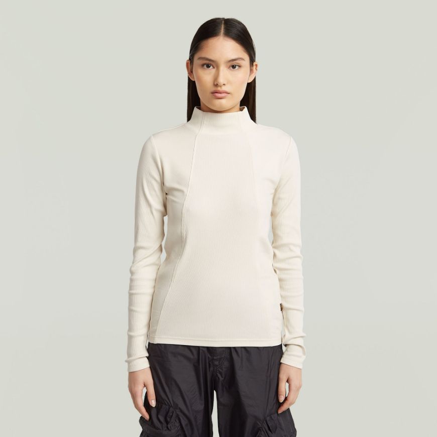 Picture of G-STAR WOMEN'S A LINE SLIM RIB MOCK TOP IN WHITE